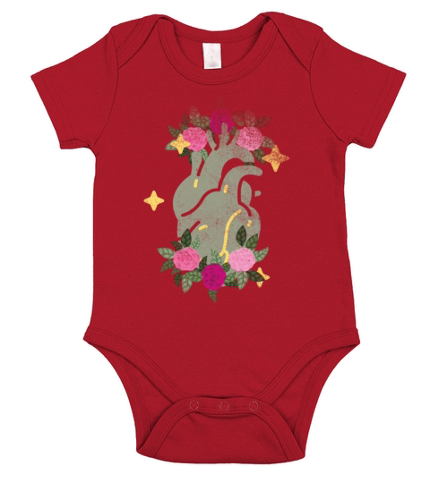 Anatomical Heart And Flowers Short Sleeve Baby One-Piece