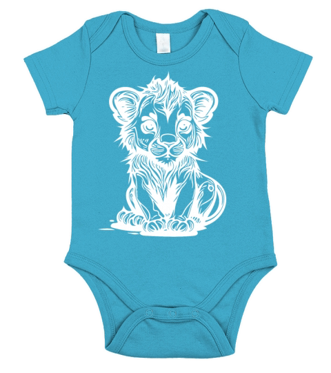 Cute Vintage Lion Baby Short Sleeve Baby One-Piece