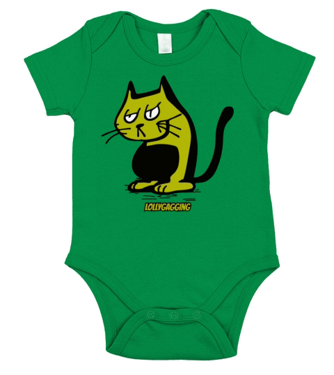 Lollygagging vintage cartoon cat Short Sleeve Baby One-Piece