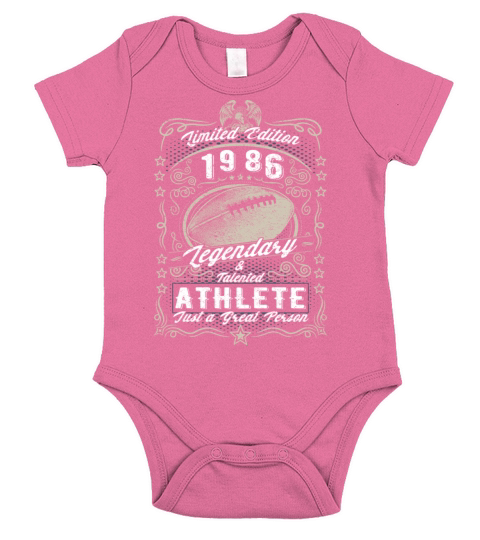 Vintage 1986 Football Birthday Gift Sport Hobby Short Sleeve Baby One-Piece