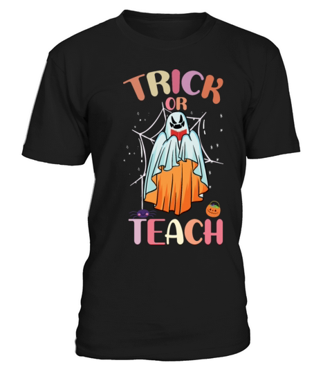 Groovy Halloween Trick or Teach Retro Floral Ghost T-Shirt Unisex