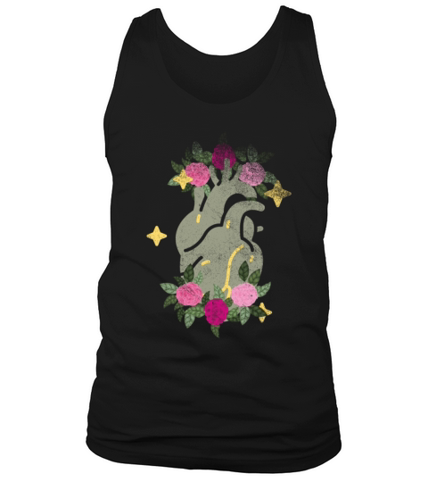 Anatomical Heart And Flowers Tank Top Unisex