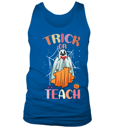 Groovy Halloween Trick or Teach Retro Floral Ghost Tank Top Unisex