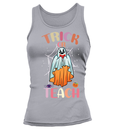 Groovy Halloween Trick or Teach Retro Floral Ghost Tank top Woman