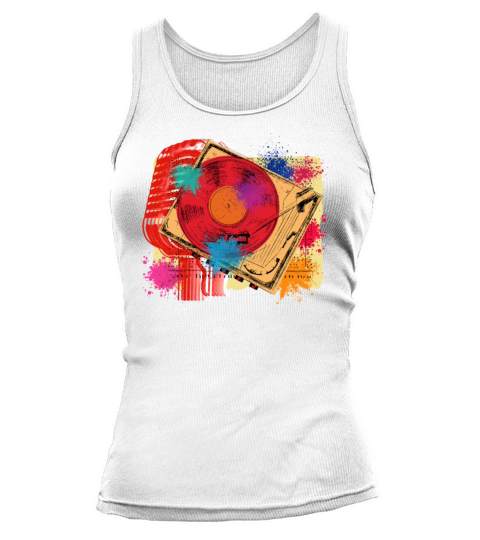 Vintage Vinyl Microphone Turntable DJ 80s 90s Musi Tank top Woman