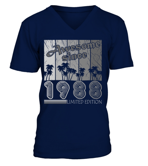 35th birthday man original march vintage 1988 V-Neck T-shirt