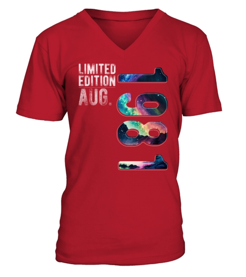 Limited Edition 1981 August Birthday Polar Lights V-Neck T-shirt