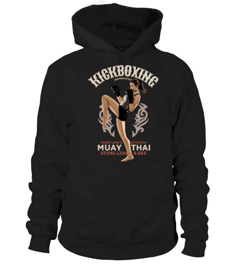 Kickboxing Girl Vintage Style Hoodie Unisex