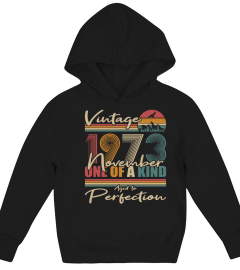 50th birthday november 1973 vintage 1973 Kids Hoodie
