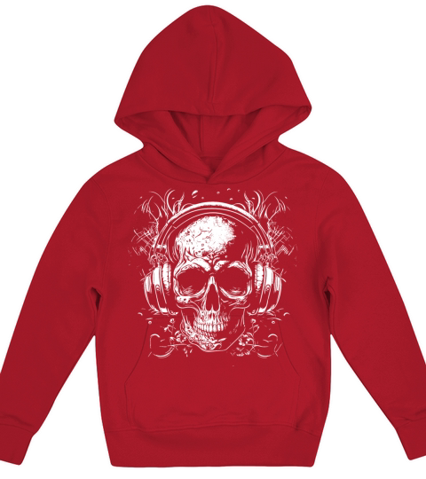 Vintage Skull Music Tattoo With Headphones Kids Hoodie