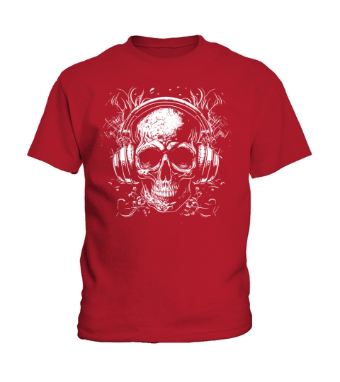 Vintage Skull Music Tattoo With Headphones Kids T-Shirt