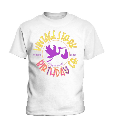 Vintage Stork We Deliver Est 2023 Birthdays Are Ou Kids T-Shirt