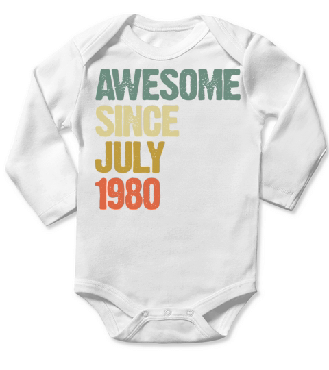Distressed Vintage Awesome Since July 1980 Long Sleeve Baby One-Piece