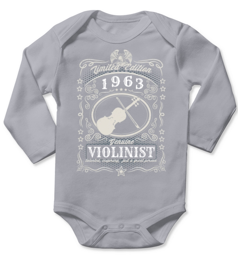 Vintage 1963 Violinist Birthday Gift Violin Player Long Sleeve Baby One-Piece