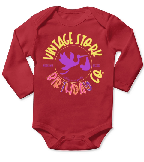 Vintage Stork We Deliver Est 2023 Birthdays Are Ou Long Sleeve Baby One-Piece