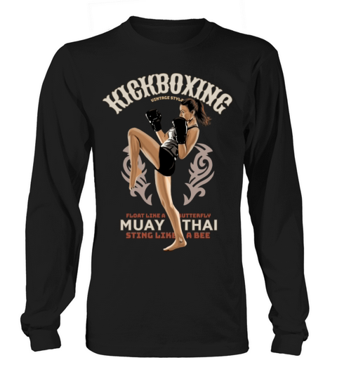 Kickboxing Girl Vintage Style Long sleeved Unisex