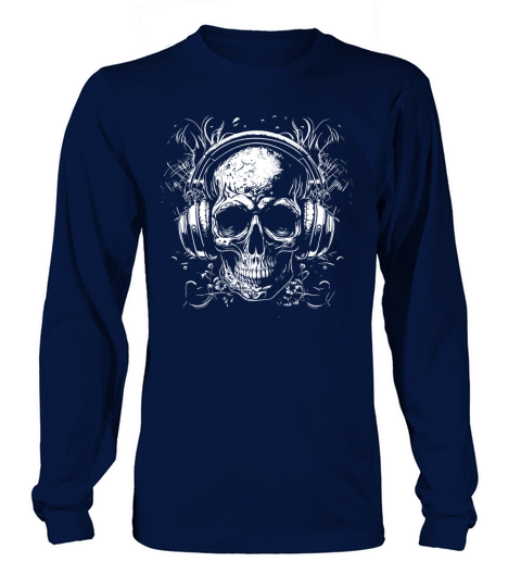 Vintage Skull Music Tattoo With Headphones Long sleeved Unisex