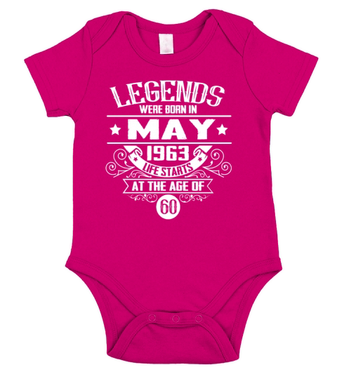 60th Birthday Sayings May 1963 Vintage Short Sleeve Baby One-Piece