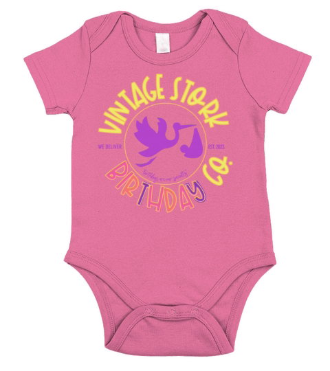 Vintage Stork We Deliver Est 2023 Birthdays Are Ou Short Sleeve Baby One-Piece