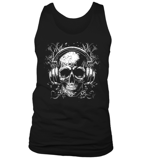 Vintage Skull Music Tattoo With Headphones Tank Top Unisex