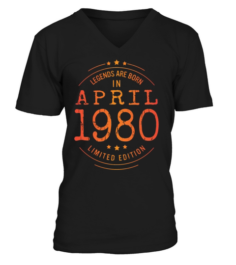 Birthday April 1980 Limited Edition Vintage Legend V-Neck T-shirt