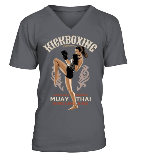Kickboxing Girl Vintage Style V-Neck T-shirt
