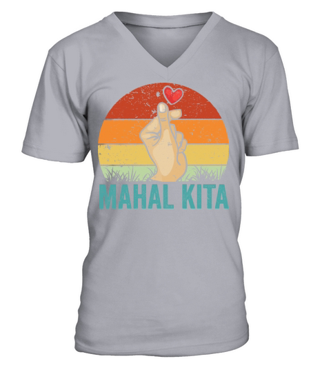 Vintage Mahal Kita Pinoy Finger Heart For Filipino V-Neck T-shirt