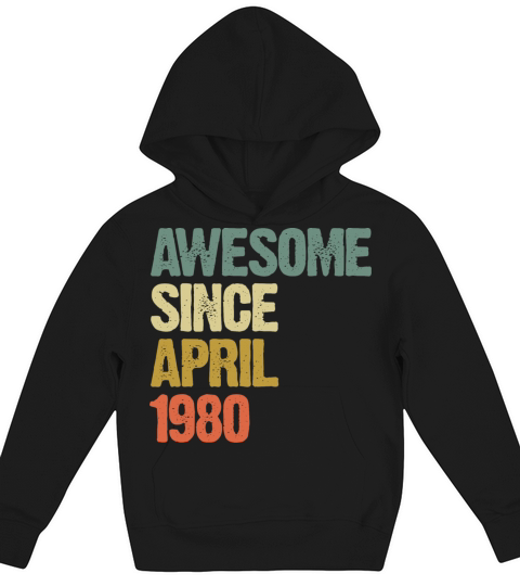 Awesome Since April 1980 Retro Vintage Gift Kids Hoodie