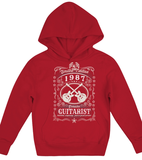 Vintage 1987 Guitarist Birthday Gift Guitar Player Kids Hoodie