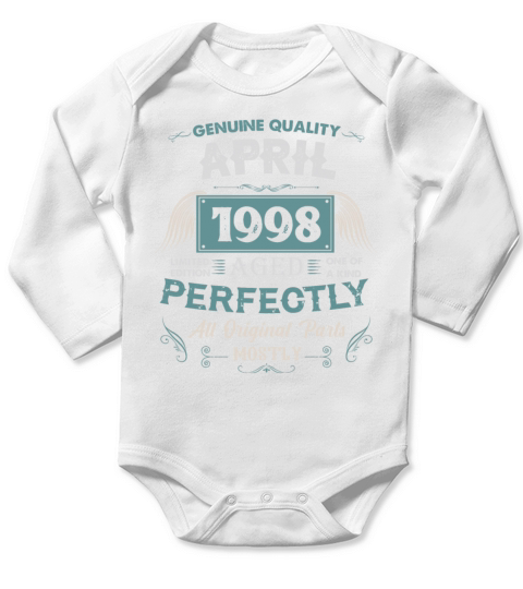 April 1998 Vintage Birthday Present Long Sleeve Baby One-Piece