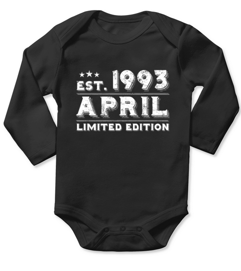 Est April 1993 - Birthday Present - Vintage Long Sleeve Baby One-Piece