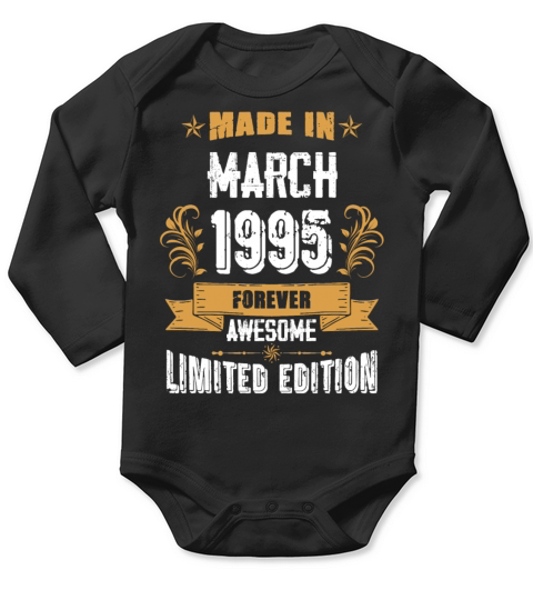 March 1995 Vintage Birthday Present Long Sleeve Baby One-Piece