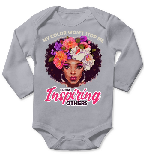 Positive Black History Month Quote Floral Afro Wom Long Sleeve Baby One-Piece