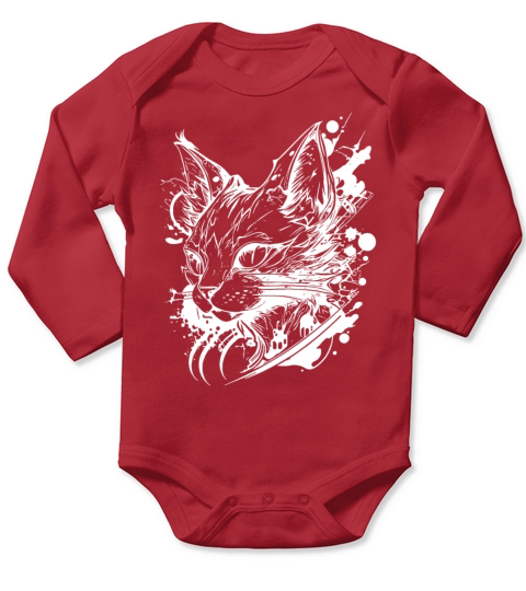 Space Cat In Vintage Tattoo Style Long Sleeve Baby One-Piece