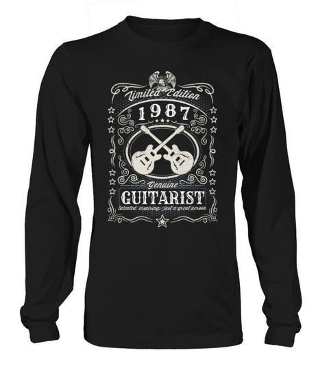 Vintage 1987 Guitarist Birthday Gift Guitar Player Long sleeved Unisex