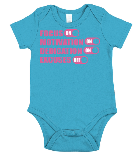 Focus Motivation Dedication On Excuses Off Quote Short Sleeve Baby One-Piece