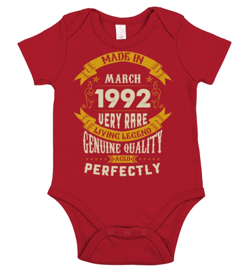 March 1992 Vintage Birthday Present Short Sleeve Baby One-Piece