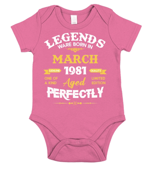 Vintage Aged To Perfection March 1981 Short Sleeve Baby One-Piece