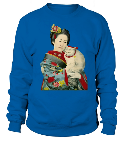 Geisha Cat Kimono Japanese Vintage Art Sweatshirt Unisex