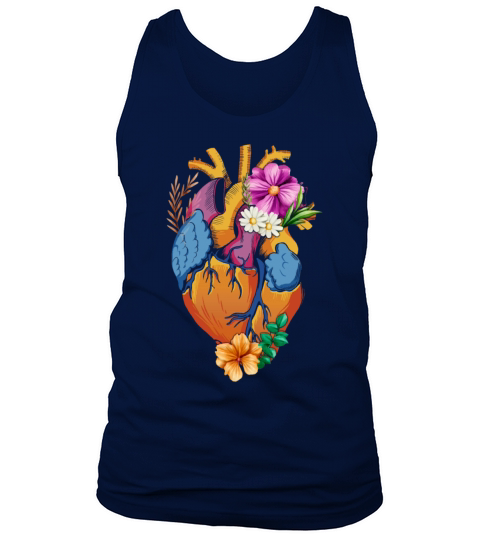 Anatomical Heart And Flowers Tank Top Unisex