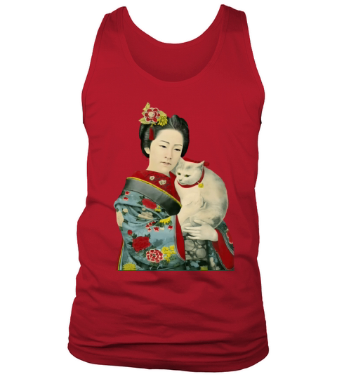 Geisha Cat Kimono Japanese Vintage Art Tank Top Unisex