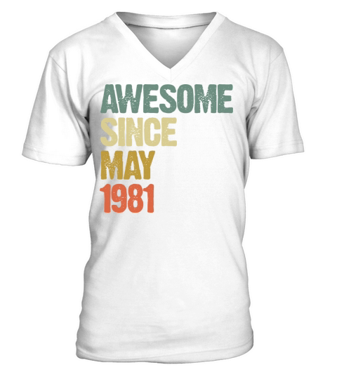 Awesome Since May 1981 Retro Vintage Gift V-Neck T-shirt