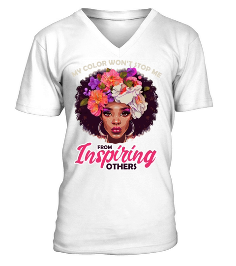 Positive Black History Month Quote Floral Afro Wom V-Neck T-shirt