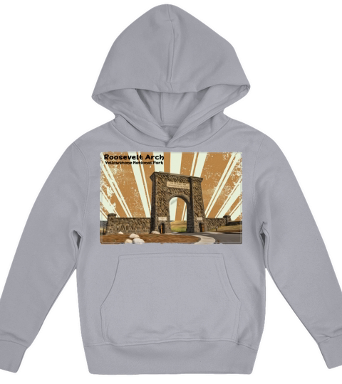 Retro Vintage Roosevelt Arch at Yellowstone Kids Hoodie