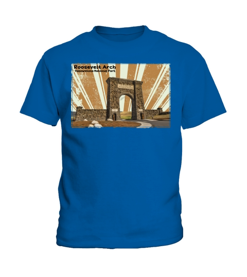 Retro Vintage Roosevelt Arch at Yellowstone Kids T-Shirt