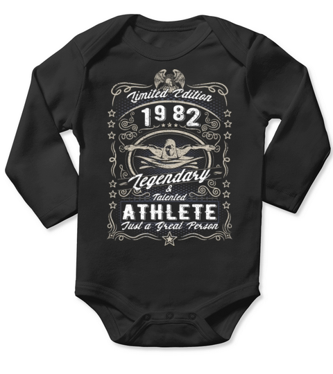 Vintage 1982 Swimmer Birthday Gift Sport Hobby Long Sleeve Baby One-Piece