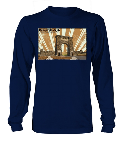 Retro Vintage Roosevelt Arch at Yellowstone Long sleeved Unisex