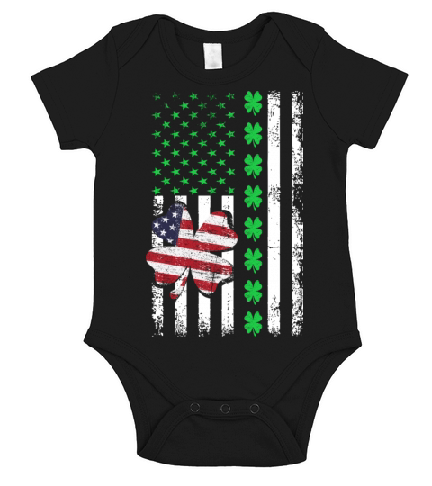 American Flag Shamrock St Patricks Day Short Sleeve Baby One-Piece