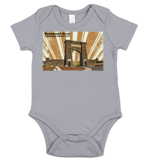 Retro Vintage Roosevelt Arch at Yellowstone Short Sleeve Baby One-Piece
