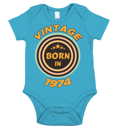 vintage born in 1974 Short Sleeve Baby One-Piece